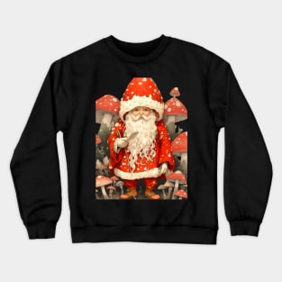Santa Claus: Santa is the Mushroom (Amanita Muscaria Mushroom) on a dark (Knocked Out) background Crewneck Sweatshirt